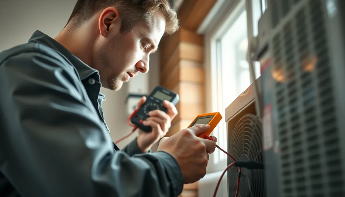 Technicien qualifié effectuant l'entretien d'une pompe à chaleur