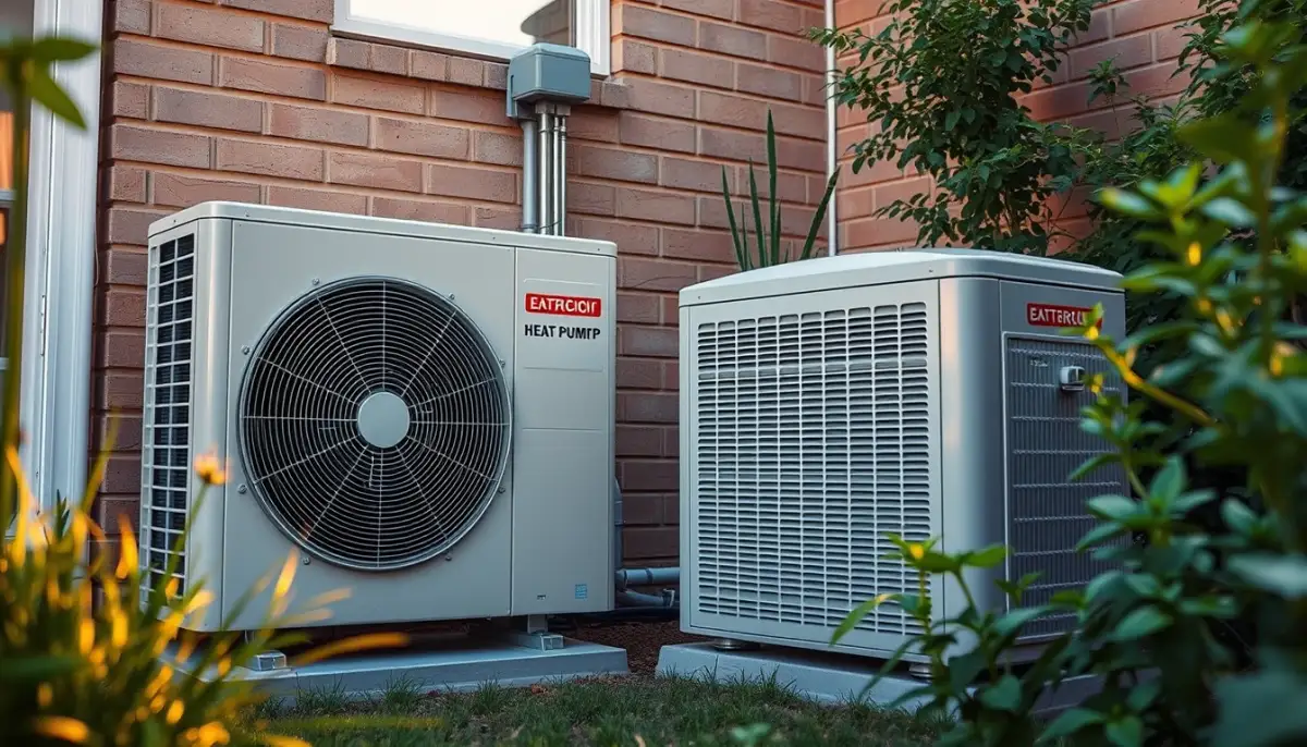 Comparaison entre une unité extérieure de pompe à chaleur et une climatisation réversible dans un jardin