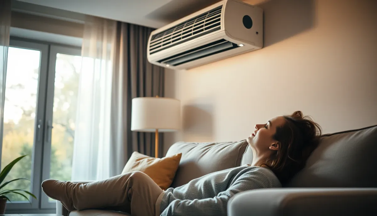 Confort quotidien apporté par une climatisation réversible dans un salon