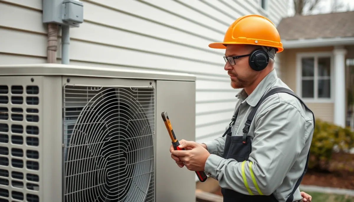 Installateur RGE vérifiant une pompe à chaleur avant mise en service