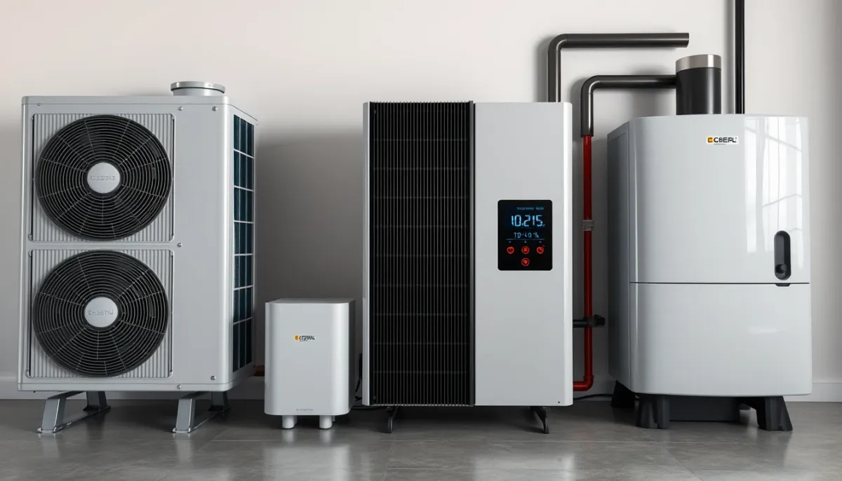 Comparaison côte à côte d'une PAC haute température, d'une PAC basse température et d'une chaudière gaz à condensation