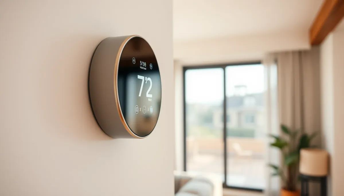 Thermostat mural moderne contrôlant la température d'une zone dans une maison