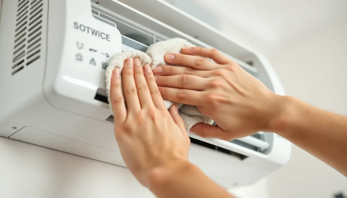 Dépoussiérage de l'unité intérieure d'une climatisation réversible