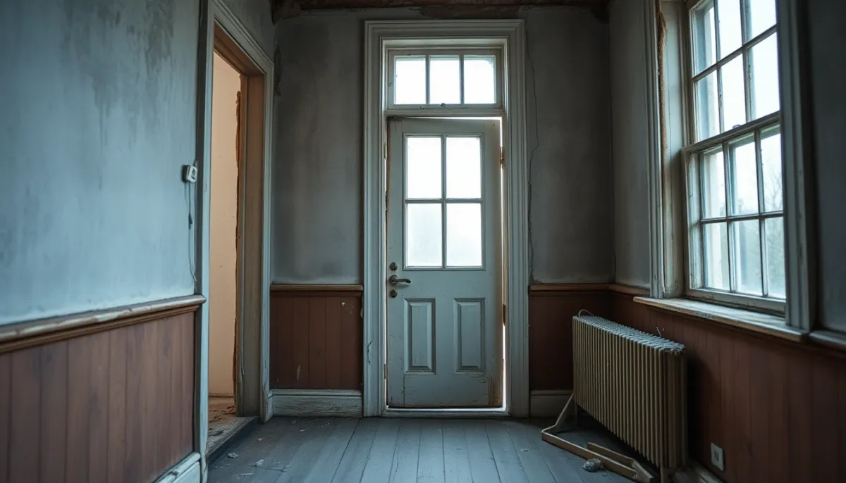 Maison mal isolée avec des courants d'air sous une porte