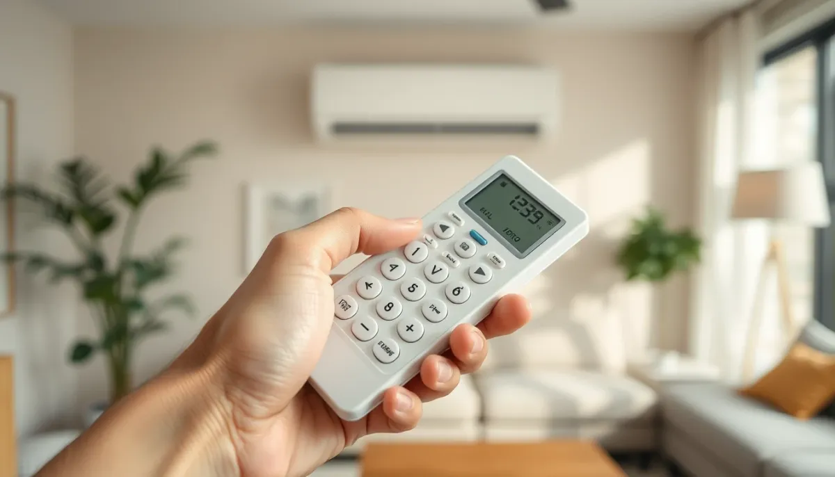 Télécommande de climatisation réversible en gros plan