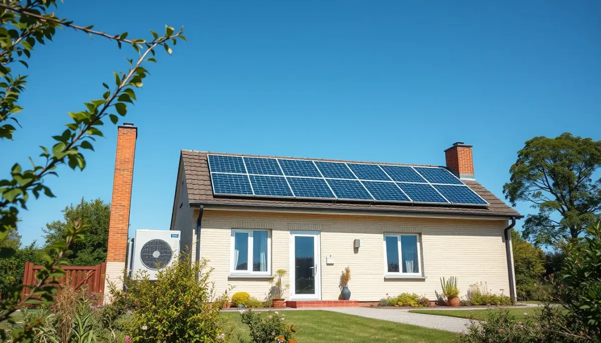 Maison équipée d'une PAC air/eau et de panneaux solaires, adaptée à une famille