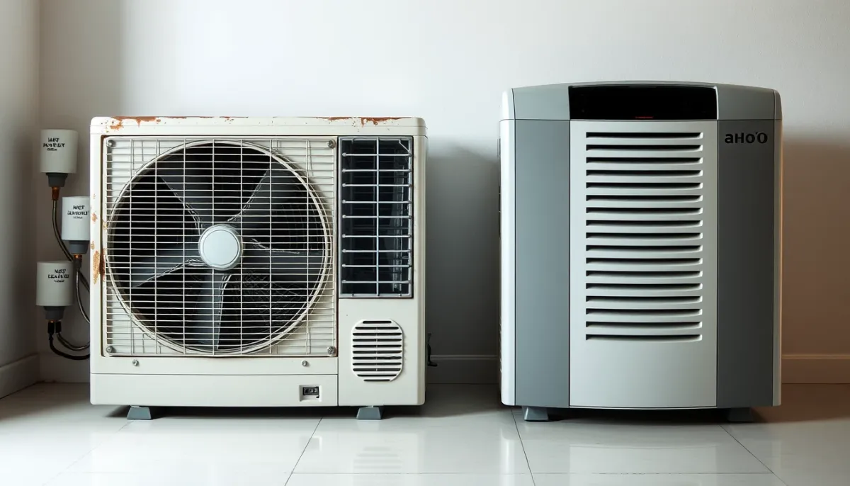 Comparaison entre une ancienne climatisation bruyante et un nouveau modèle silencieux