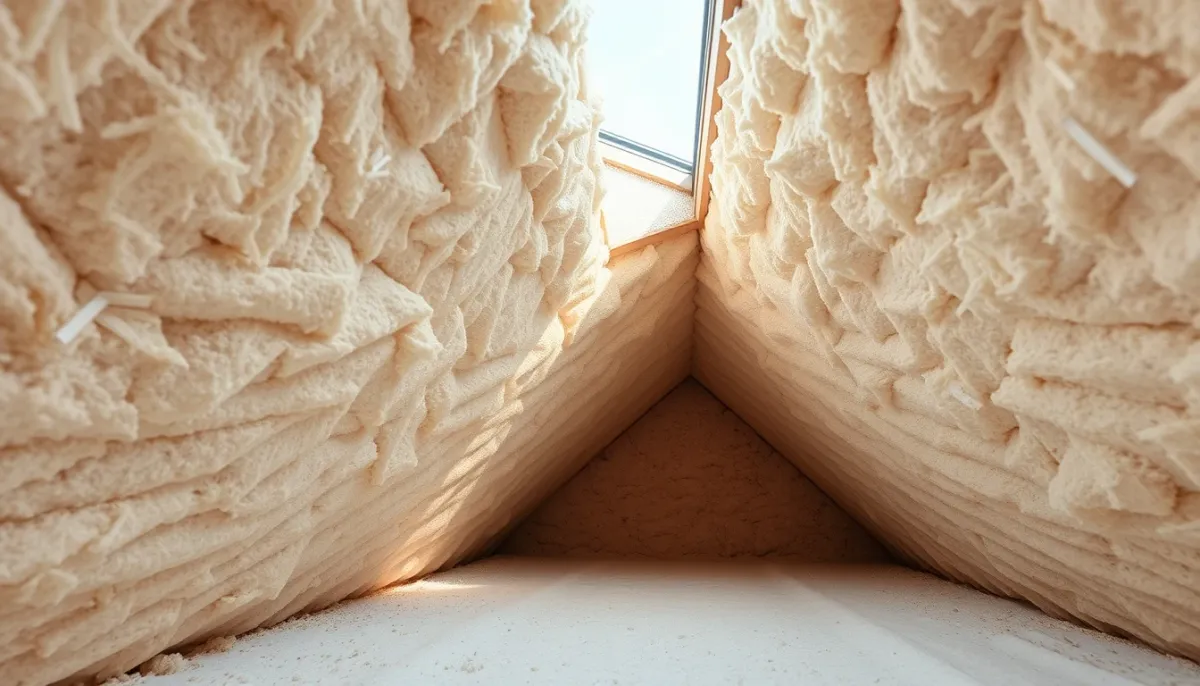 Combles bien isolés avec une épaisse couche d'isolant, solution pour rafraîchir la maison sans climatisation