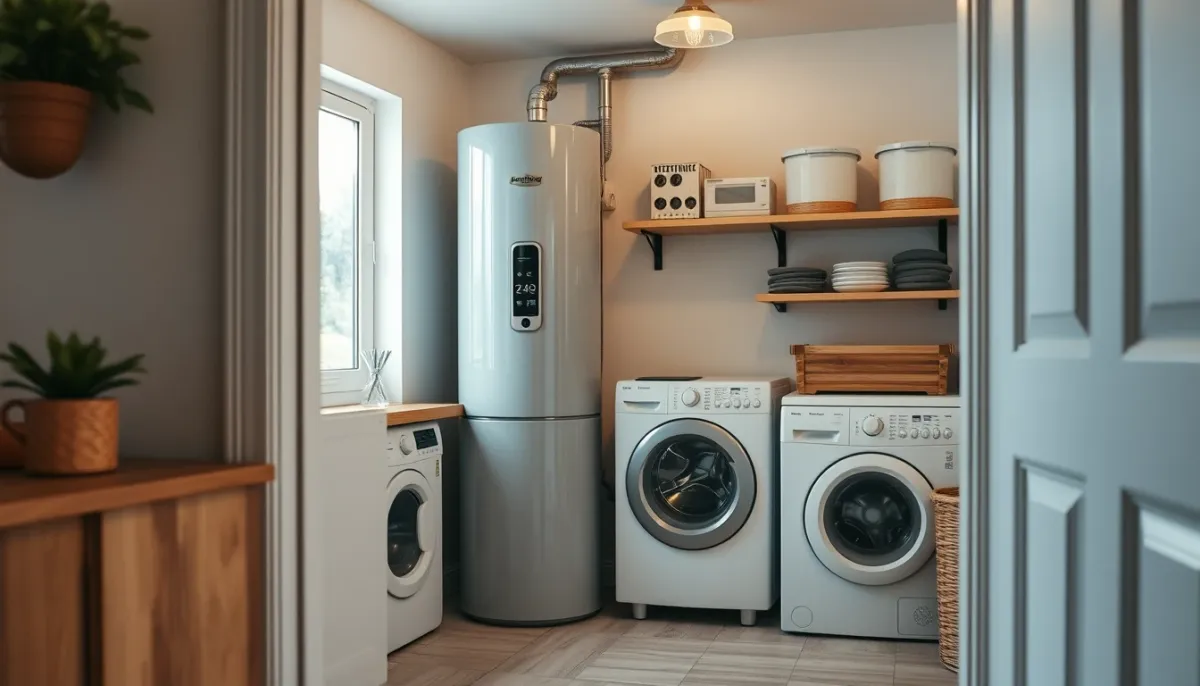 Chauffe-eau thermodynamique Ariston Nuos dans un cellier de maison individuelle