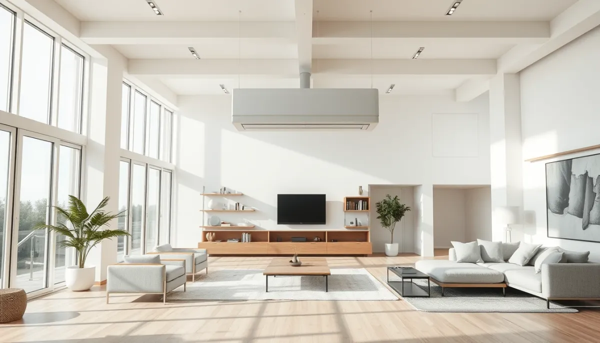 Climatisation réversible dans un séjour ouvert de plus de 45 m²