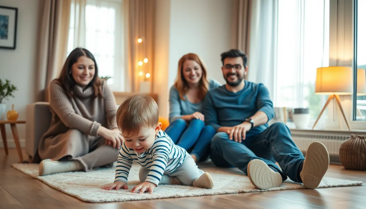 Famille profitant d'un confort thermique optimal grâce au duo PAC air/eau et plancher chauffant